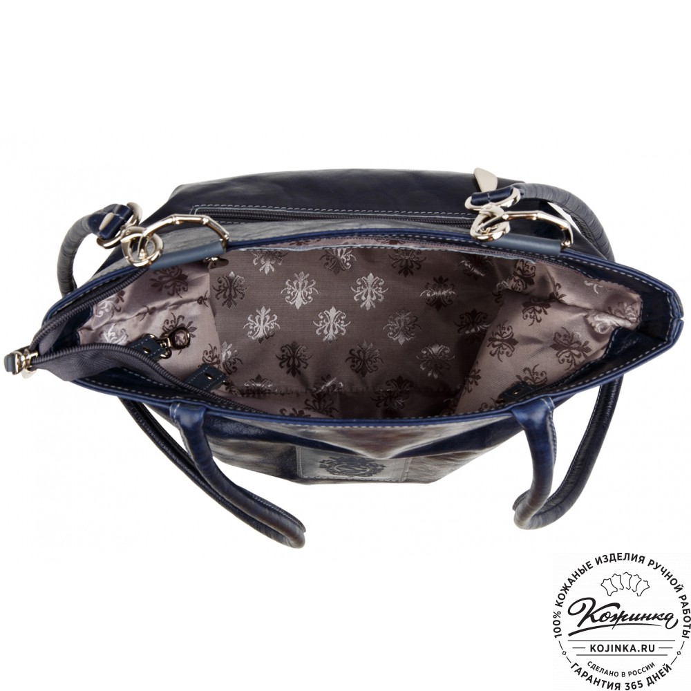 Женская кожаная сумка-рюкзак "Валентино" (синяя)